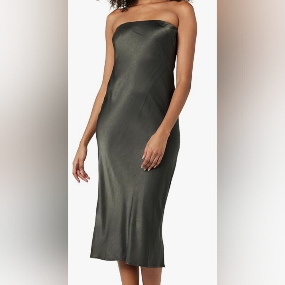 Nwt Silky Soft Elegant Grey Strapless Dress In Liquid Grey